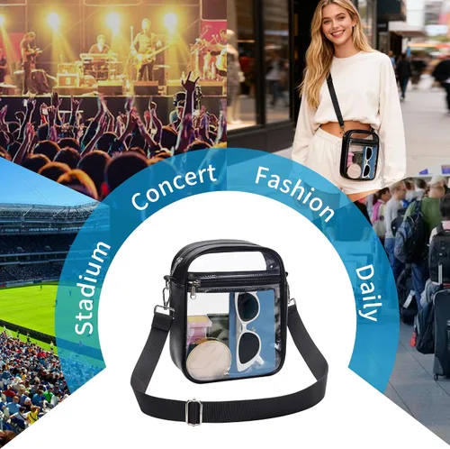 Miniatura 7 de Paxiland Clear Bag for Stadium Events Clear Purse Transparent Handbag for Sports Concerts Work Festival