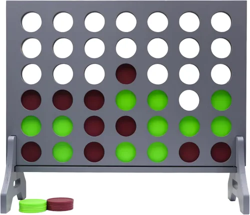 Miniatura 23 de Juego gigante 4 en una fila para familia y adultos – Tailgating Pros Jumbo de madera gris cuatro en una fila juego de patio para interiores