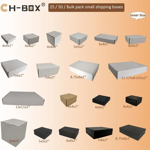 Miniatura 6 de Sobres corrugados de 5 x 5 x 2 pulgadas, paquete de 25, cajas de envío de cartón, color blanco (CM552-25)