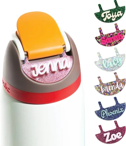 Placa de nombre 3D personalizada compatible con botella de agua Owala de 24 onzas, 32 onzas, 40 onzas, 100 opciones de color, 12 opciones de fuente,