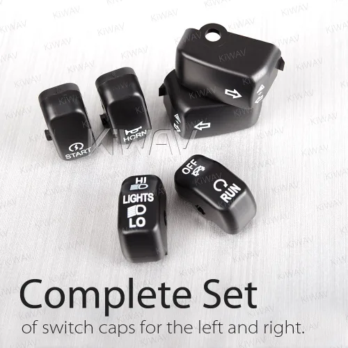 Miniatura 5 de KiWAV 6 botones negros para carcasa de interruptor compatibles con Harley '02- VRSC, '96-'13 XL, XR, FLHR, Dyna '96-'11, FLHRC '98-'01