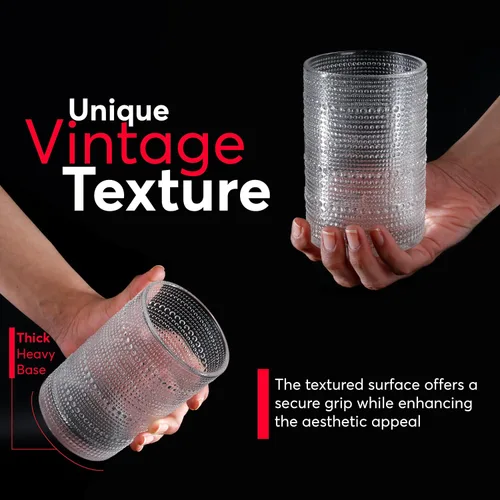 Miniatura 3 de Vasos de Beber Hobnail, Juego de Cristalería Vintage de 6 Piezas, Vasos de Beber Vintage 340 ml, Vasos de Burbujas para Beber, Vasos Hobnail, Vasos