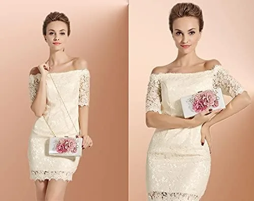 Miniatura 2 de Comeon Bolso de mano floral para mujer, bolso de noche de flores, elegante bolso de banquete, bolso de fiesta de dama para banquetes de boda