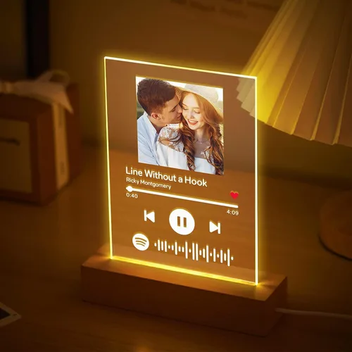 Miniatura 2 de VEELU Placa personalizada de Spotify Canción acrílica personalizada con foto Regalos de San Valentín para ella Canción favorita y regalos