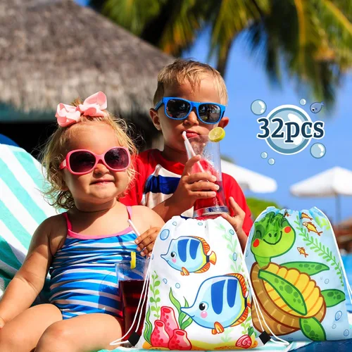 Miniatura 2 de Funtery 32 piezas Bolsas de caramelo para regalos de fiesta de animales marinos del océano Bolsas de golosinas de animales marinos Bolsas de regalo