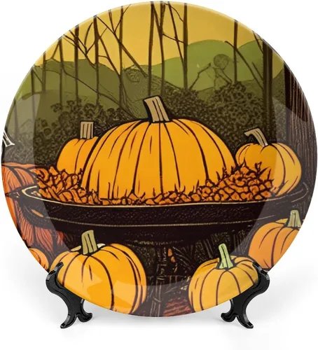 Miniatura 12 de Platos decorativos de calabazas grandes de Acción de Gracias, platos de cerámica para decoración del hogar, platos de cena de temporada de otoño