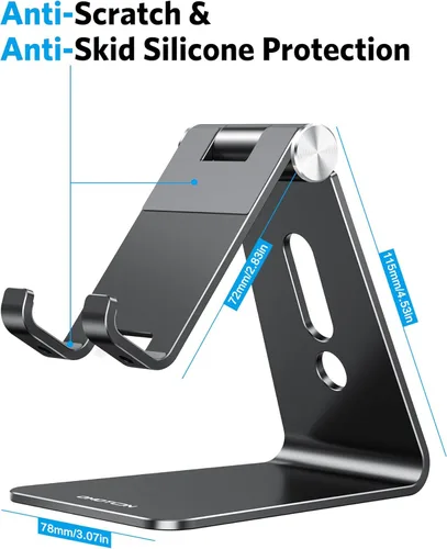 Miniatura 3 de OMOTON Soporte ajustable para teléfono celular, base soporte para teléfono de escritorio de aluminio C2, compatible con iPhone 15, 14, 13, XS, XR, 8