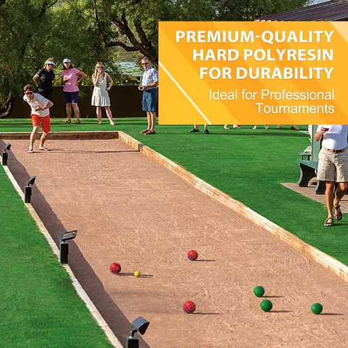 Miniatura 3 de Juego de pelotas de bocce de grado profesional de 107 mm de tamaño y peso de regulación 920 g para torneos oficiales (Rojo y Verde)