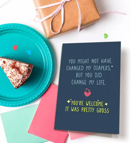 Miniatura 6 de Nchigedy Divertida tarjeta de cumpleaños de hijastros, tarjeta humorística del día del padre para padrastro, tarjetas del día de la madre