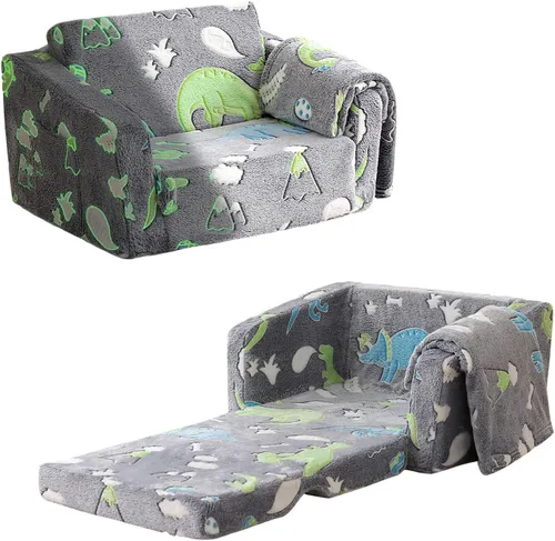 Miniatura 8 de Sofá plegable para niños, sofá plegable con manta, sofá para niñas y niños, silla desplegable para niños pequeños, sofá convertible regalo