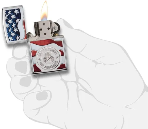 Miniatura 5 de Zippo encendedores con la bandera de EE. UU. plateado