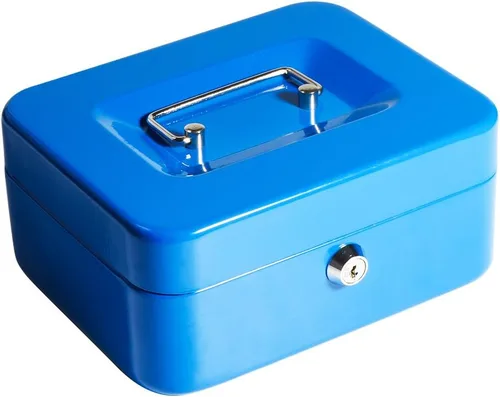 Miniatura 18 de Decaller - Caja de dinero pequeña con cerradura de llave, caja de dinero de metal portátil con doble capa y 2 llaves para seguridad, negro, 6 x 4