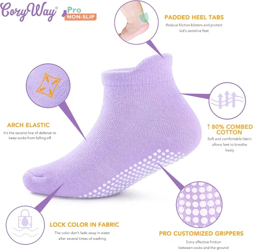 Miniatura 2 de CozyWay - Calcetines antideslizantes para bebés niños y niñas paquete de 6 y 12 unidades calcetines y tobilleras antideslizantes para bebés y niños