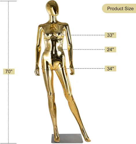 Miniatura 2 de Vestido de maniquí femenino de cuerpo completo – Vestido de maniquí de 70 pulgadas, pantalla de cuerpo completo, ajustable, soporte de torso