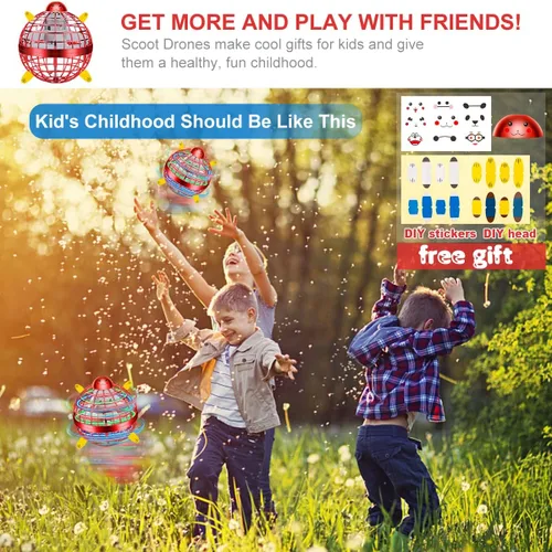 Miniatura 6 de Juguete de bola de orbe volador, bola de boomerang, mini dron cósmico de mano flotante, hilanderos de mosca para niños y adultos, juguetes