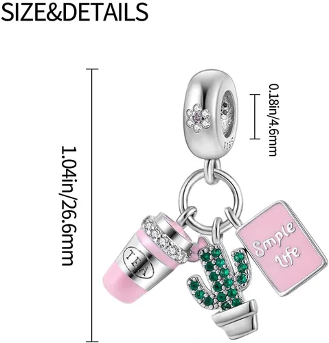 Miniatura 69 de Pandach Dijes colgantes de plata de ley 925 para pulseras y collares, dijes colgantes de Madonna con cuentas de girasol, joyería para mujer