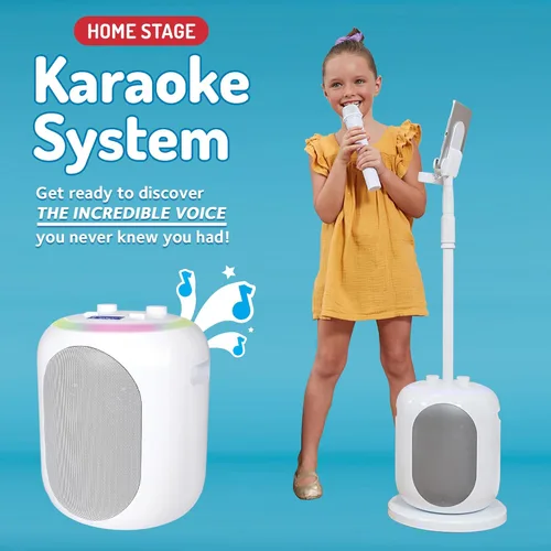 Miniatura 2 de Singing Machine Máquina de karaoke portátil para adultos y niños con 2 micrófonos inalámbricos, escenario en casa (blanco) - Altavoz de karaoke