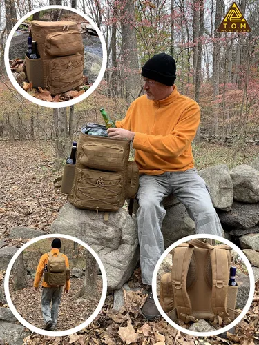 Miniatura 4 de Mochila enfriadora, táctica, aislada. Resistente, extra grande, a prueba de fugas para senderismo, camping, playa. Bono, herramienta multiusos