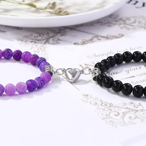 Miniatura 3 de Pulseras magnéticas para parejas, pulseras de amor, pulseras de cuentas naturales a distancia, regalos para el día de San Valentín