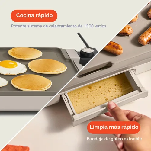 Miniatura 5 de bella Plancha eléctrica de 12" x 22" con revestimiento antiadherente de cerámica EverGood™, sonda de temperatura extraíble, bandeja de goteo apta