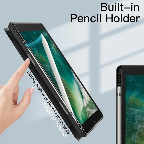 Miniatura 5 de JETech Funda para iPad de 9.7 pulgadas (6ª/5ª generación, 2018/2017) con soporte para lápices, carcasa trasera transparente transparente y delgada