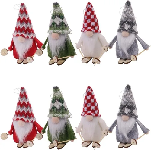 BESTOYARD Colgante de muñeca de esquí, gnomos de árbol de Navidad, adorno de chimenea de Navidad, adorno de muñeca sin rostro, adornos de Navidad,