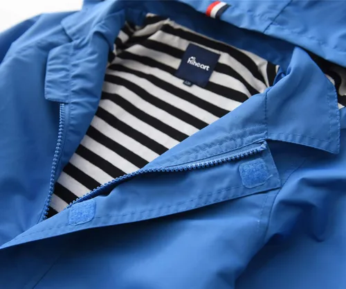 Miniatura 4 de Hiheart - Chaqueta infantil para la lluvia, con capucha y forro de algodón, impermeable