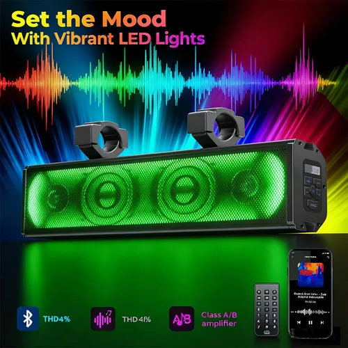 Miniatura 3 de Barra de sonido UTV de 400 W, altavoces para carrito de golf, Bluetooth, barra de sonido para carrito de golf, altavoz UTV, barra de sonido
