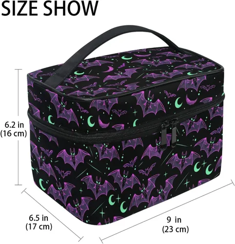 Miniatura 2 de Bolsa de Maquillaje, Estuche de Maquillaje Organizador de Viaje con Diseño de Calavera y Flores, Estuche de Cosméticos, Bolsas de Aseo para Niñas