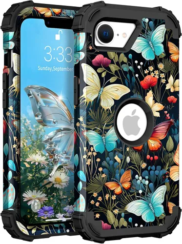 Miniatura 142 de Hocase Funda para iPhone SE 2022/2020, resistente a prueba de golpes, de plástico duro+goma de silicona, funda protectora híbrida para iPhone SE