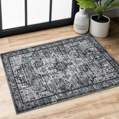 Miniatura 123 de SIILOOM Alfombra lavable de 2 x 3 pies, alfombra suave color taupe ceniza para entrada, tapete antideslizante para puerta de interior, tapete