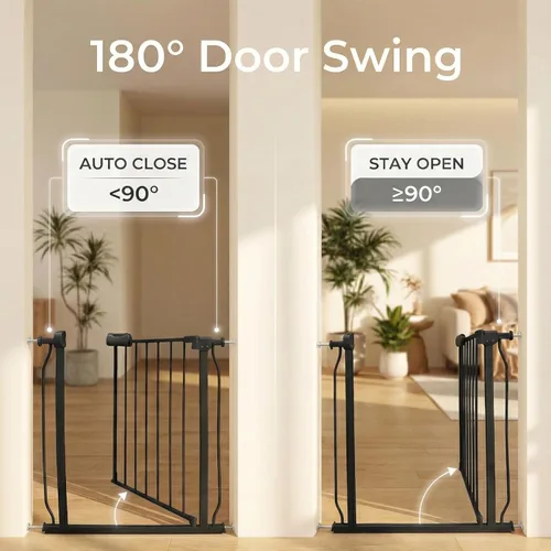 Miniatura 3 de Puerta para bebés y perros de 34 a 38.5 pulgadas, cierre automático, puerta de seguridad interior montada en tensión para escaleras y puertas, metal