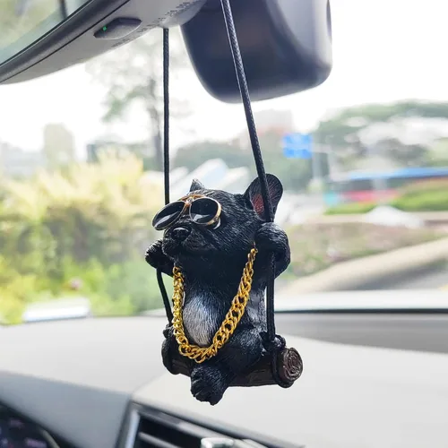 Miniatura 2 de Adorno colgante de coche con diseño de perro oscilante, lindo encanto de bulldog para decorar el auto para mujeres/hombres, pequeños regalos