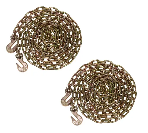 Miniatura 11 de Mytee Products Paquete de 4 cadenas de 3/8 pulgadas x 6 pies de grado 70 con ganchos de agarre de horquilla, cadena de remolque de transporte G70, 4