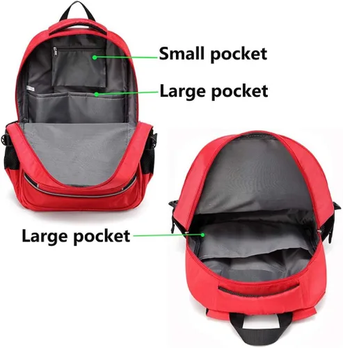 Miniatura 3 de Bolsa de primeros auxilios vacía roja bolsa médica de emergencia para primeros auxilios, mochilas de trauma con múltiples bolsillos para viajes, rojo