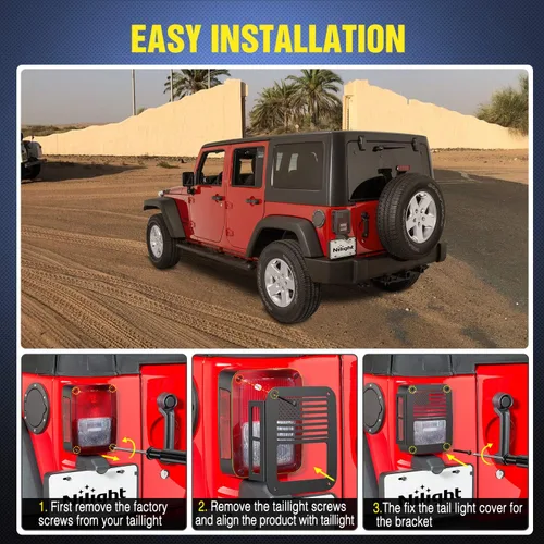 Miniatura 6 de Nilight Protectores de luz trasera, cubiertas de luz trasera negras para Wrangler JK Unlimited 2007-2017, par