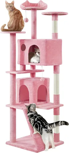 Miniatura 22 de Yaheetech Árbol para gatos XL, torre de varios niveles de 80 pulgadas con postes rascadores, cuevas dobles, plataformas encaramadas y bolas