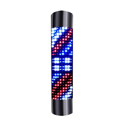 Miniatura 10 de DNYSYSJ Barra de peluquería con luz LED blanca y negra, poste de peluquería tradicional exterior para peluquería, luz iluminadora de rayas