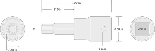 Miniatura 4 de TEKTON Zócalo de impacto de 3/8 pulgadas x M4 Triple Square Bit SIB18204