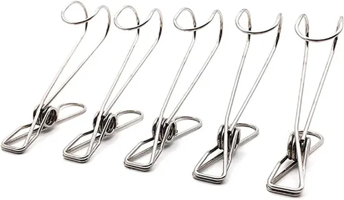 Miniatura 8 de 20 clips de acero inoxidable de cola larga con ganchos, alfileres para ropa, clip de papel para carpeta de alambre de metal, clips universales