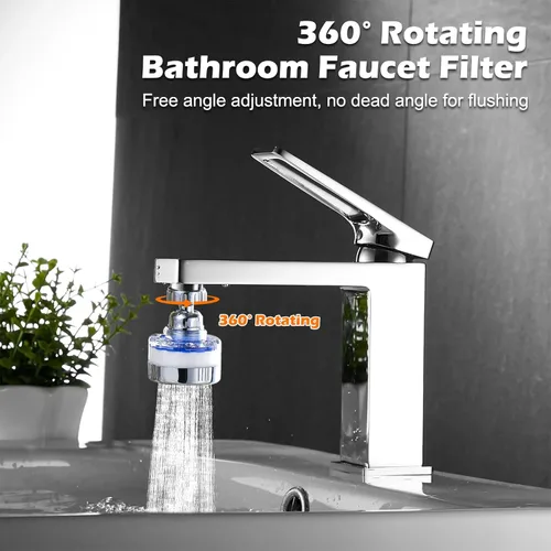 Miniatura 2 de Juego de 8 grifos de filtro de agua para fregadero, filtro giratorio de 360°, filtro de agua para fregadero de cocina, elimina fluoruro de cloro