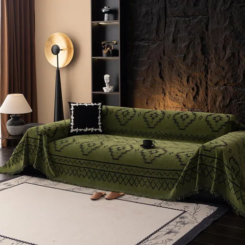 Miniatura 9 de DREAMINGO Fundas de sofá para sofá, estilo bohemio, geométrico y jacquard vintage, de 2 plazas, antideslizante, protector de muebles de felpilla