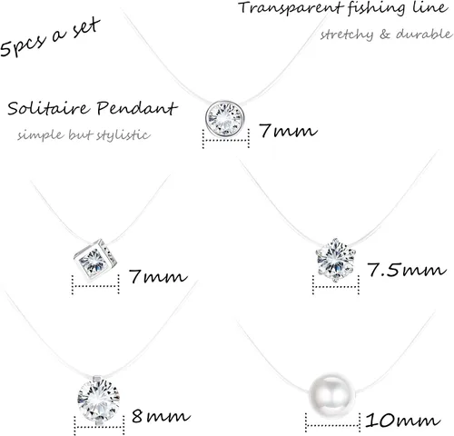 Miniatura 3 de Milacolato - Collar de cadena de pesca transparente con circonitas 5