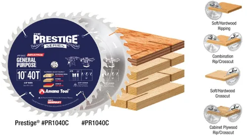 Miniatura 3 de Amana Tool - PR1040C Electro-Blu con punta de carburo Prestige de uso general de 10 pulgadas de diámetro 40T A