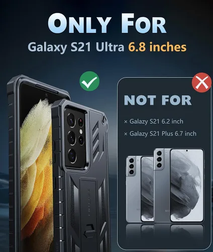 Miniatura 2 de FNTCASE Funda para Samsung Galaxy S21-Ultra: funda resistente de grado militar para teléfono celular con soporte Protección de TPU a prueba