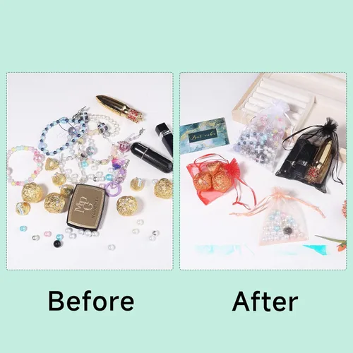 Miniatura 5 de Partyeah 50 bolsas de organza de 4 x 6 pulgadas, pequeñas bolsas de malla para joyas, bolsas con cordón para bolsas de regalo de organza de dulces