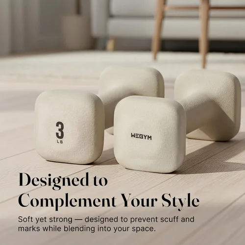 Miniatura 4 de WeGym SafeGrip Square Dumbbells with Anti Slip Handles, Aesthetic Free Weights for Home Workouts, Stable Design Prevents Rolling during Floor