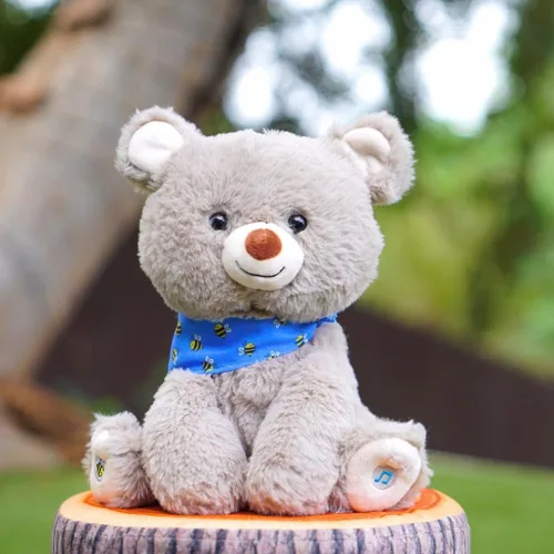Miniatura 5 de Cuddle Barn My Bear Coby - Animal de peluche animado de oso de peluche, canto gris de 11 pulgadas