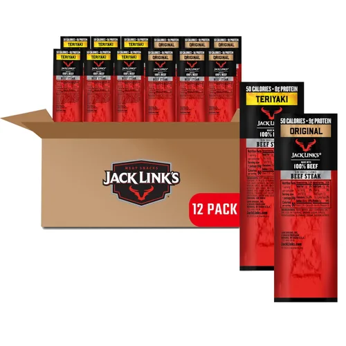 Miniatura 10 de Jack Link's Carne de Res en Filete, Original - Aperitivos de Proteína, Aperitivo de Carne con 12g de Proteína, Hecho con 100% Carne, Envase al Por