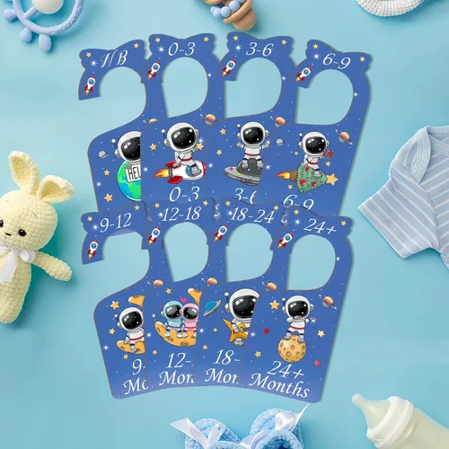Miniatura 4 de Divisores de armario para bebé, organizador de ropa, juego de 8 organizadores de madera de doble cara azul ropa de bebé tamaño de colgador Rosa 8